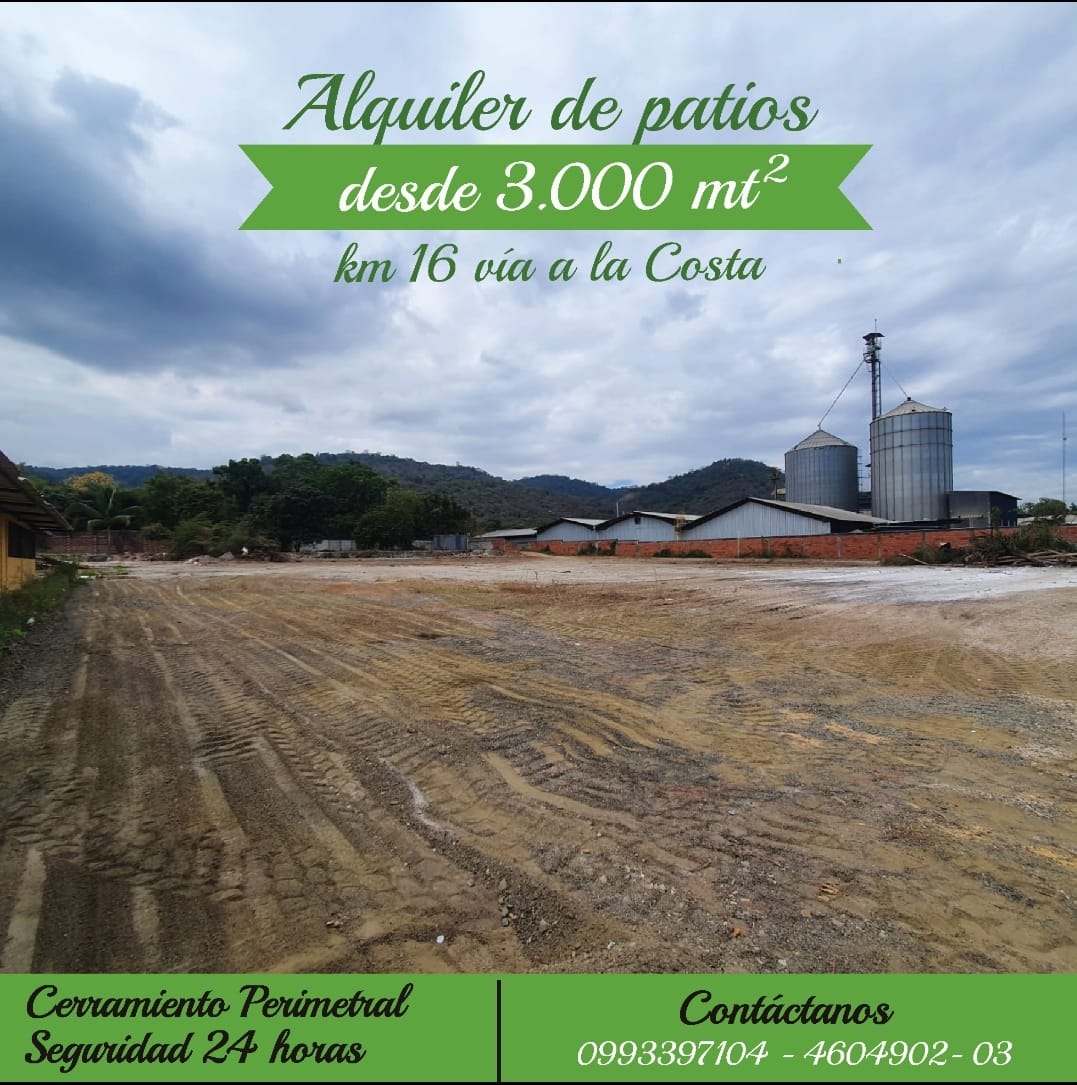 Patios 3000, 5000, 10.000 mt2 almacenamiento, maquinaria, camiones, vehículos pesados, complejo cerrado, seguridad 24h. Telef.: 099-3397104, 0984-070005, 4604902.